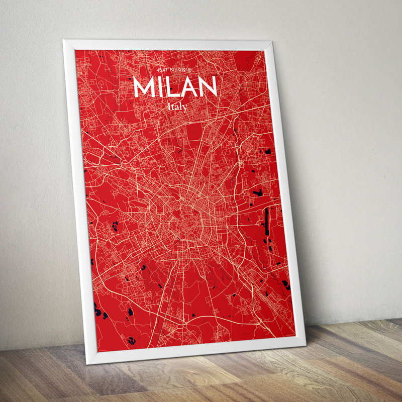 Milan City Map - No Frame Print, 43.2cm H x 27.9cm W x 0.13cm D