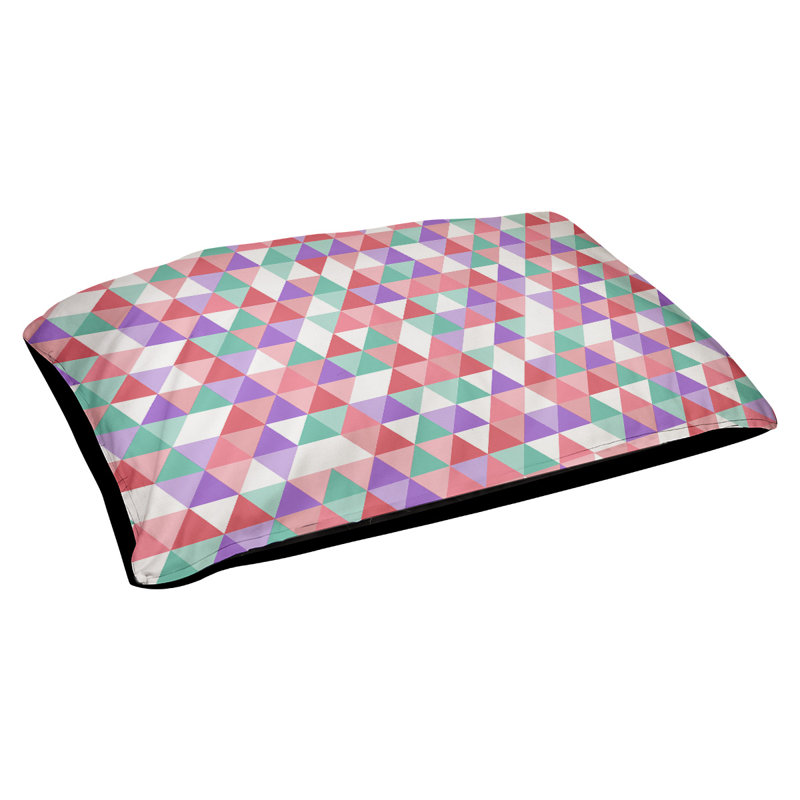 Coussin d’extérieur triangle Campion, Grand (l 42,5 po x P 32,5 po x H 14 po), Rose / mauve / vert