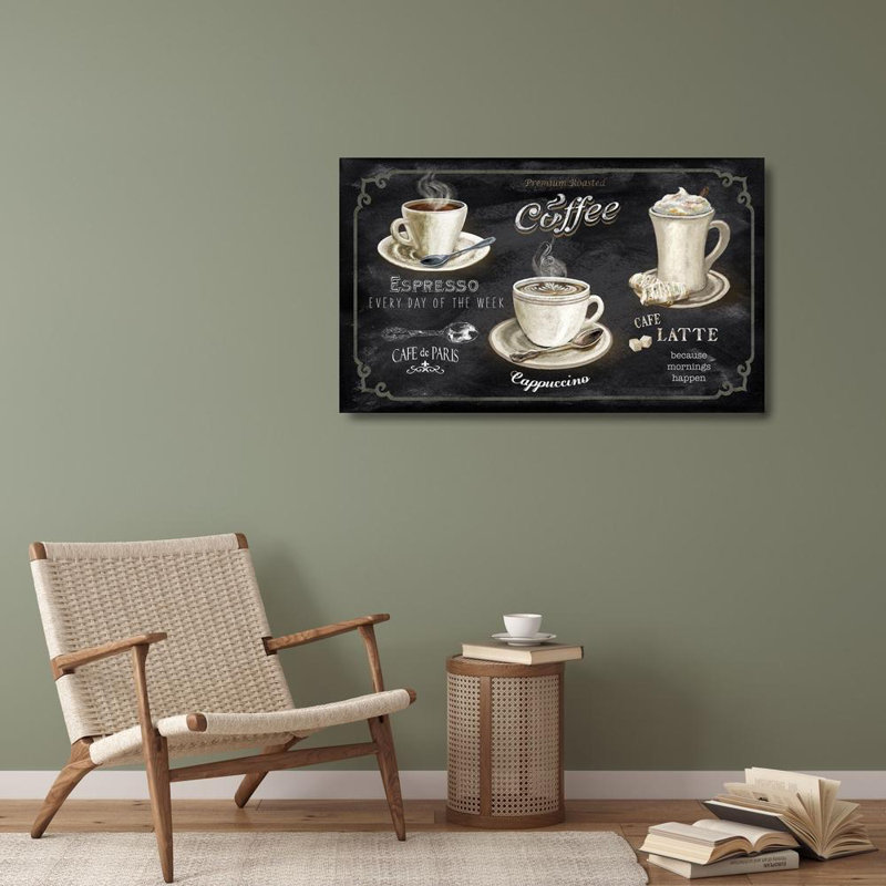 «Red Barrel Studio® Knutsen, Conrad», reproduction d'art sur toile tendue sous le titre «Coffee Trio», H 26 po x l 40 po
