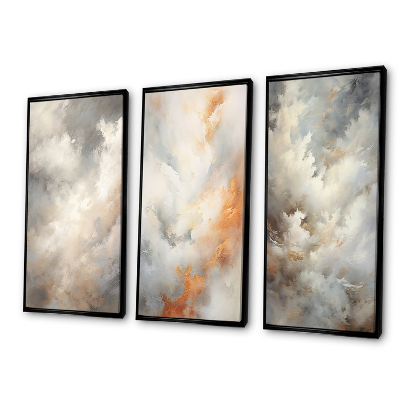 Horizon mystique des nuages gris, Cadre flottant noir, H 32 po x l 48 po