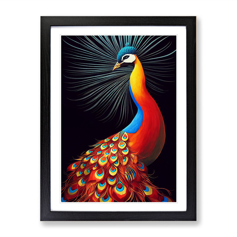 XV1022-2625X Luscious Peacock - Single Picture Frame Print, Black, 64cm H x 46cm W x 2cm D