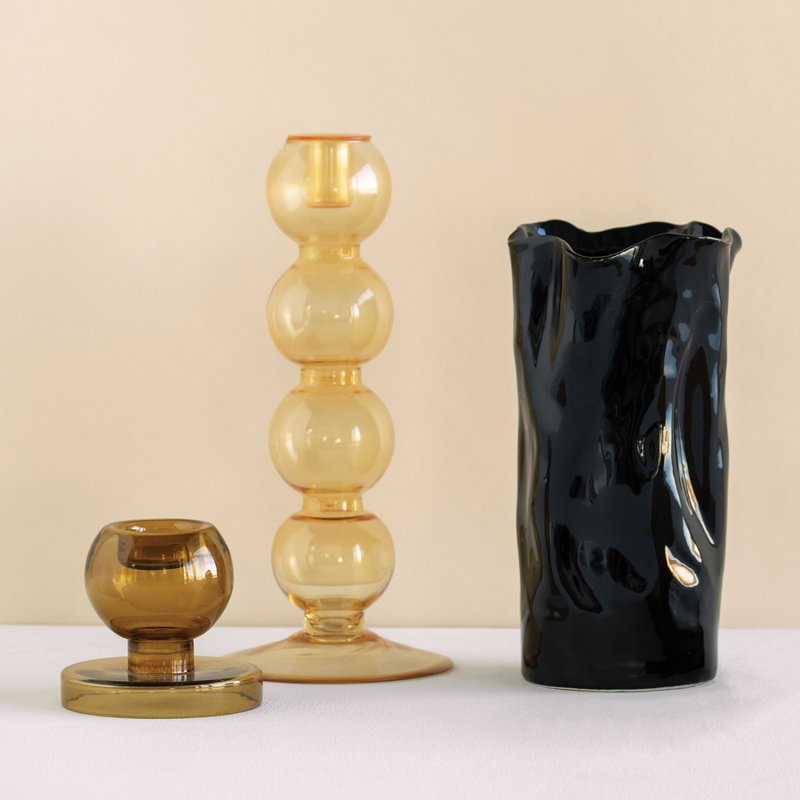 Geri 12.2'' H Glass Tabletop Candlestick, Beetle