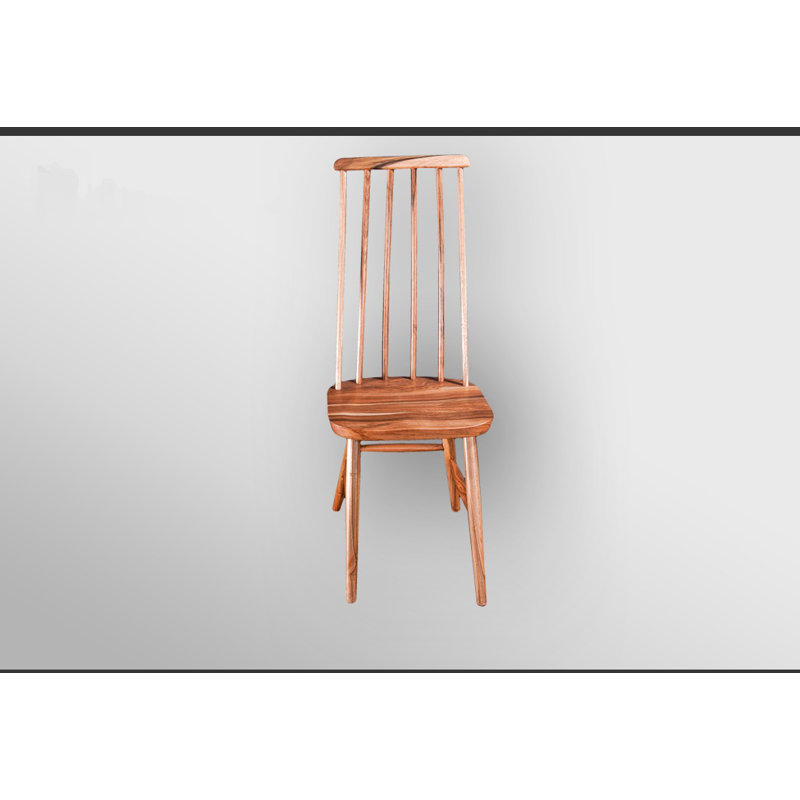 Chaise de salle à manger à dossier plein en bois massif Rashud, Brun