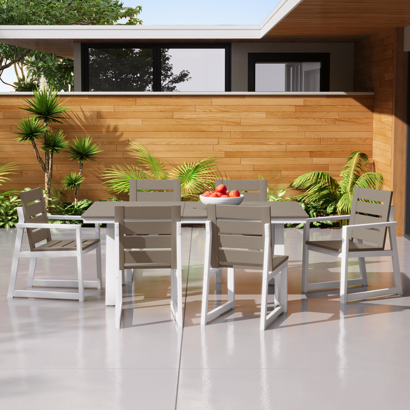 Ensemble repas d'extérieur 7 pièces 7 pièces, Marron clair