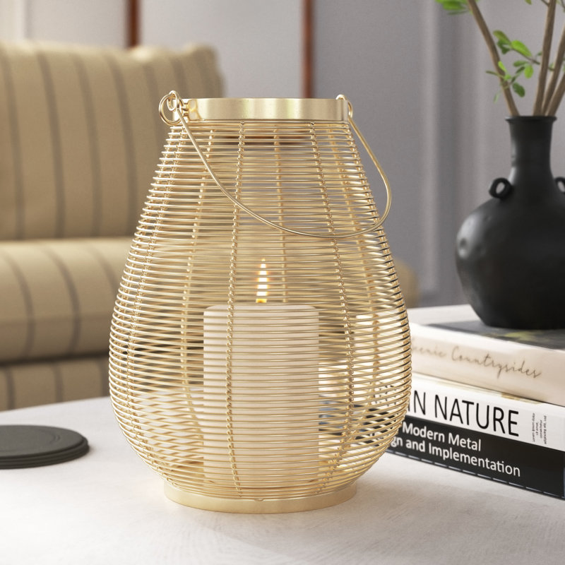 Baur Decorative Metal Indoor Outdoor Candle Lantern, 10.8" H x 8.15" W x 8.25" D