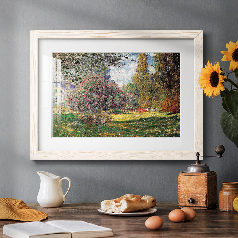 The Park par Monet - Impression encadrée rustique avec tableau mat, Blanc
