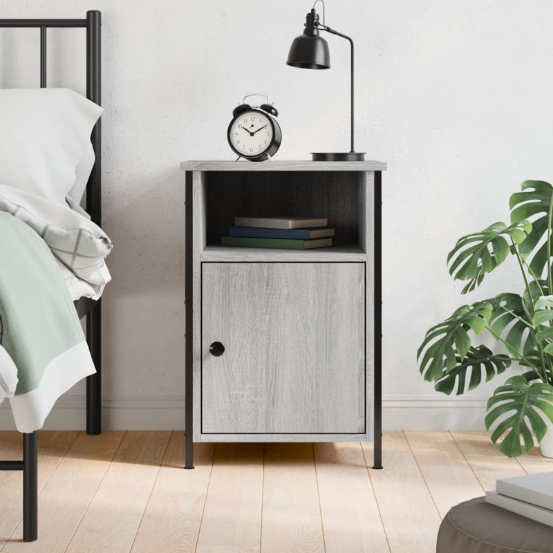 Mehetabel 40cm W Iron Bedside Table, Grey Sonoma, Individual