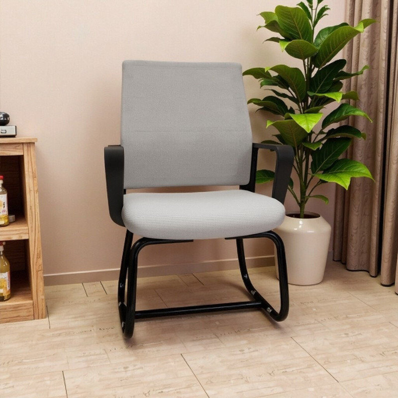 Chaise de bureau ergonomique moderne avec dossier respirant Afor H - H 17,5 po x l 21,5 po x P 17 po, Gris, Noir