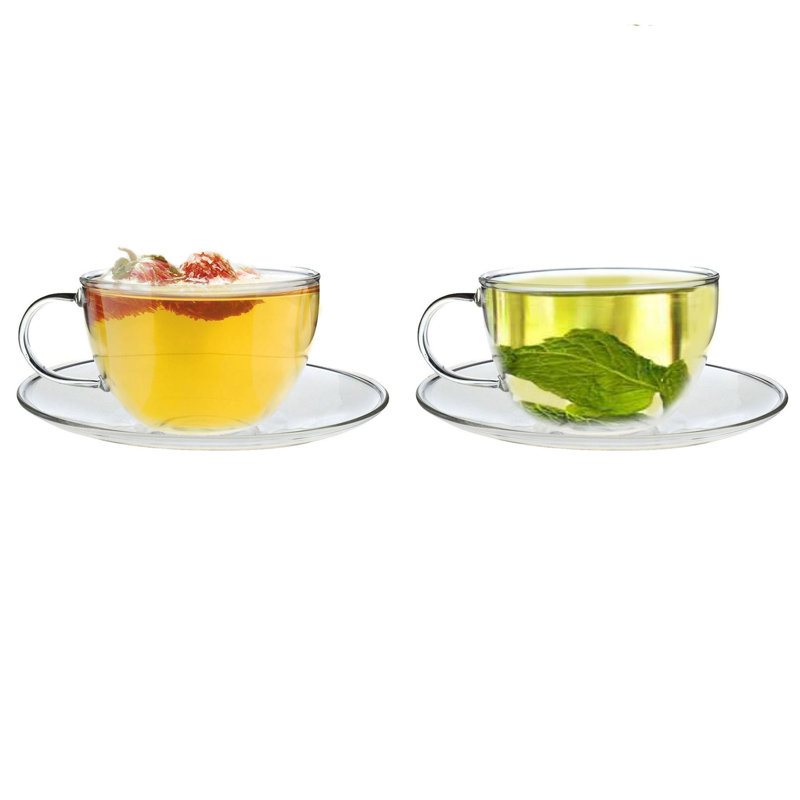 Glass Cappuccino Cup and Saucer
