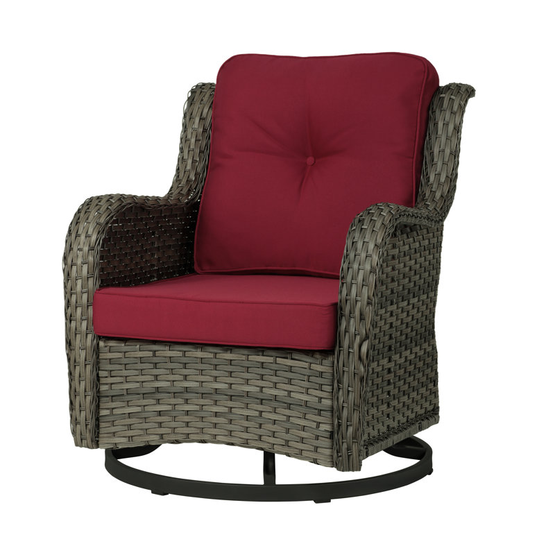 Mapleview Swivel Outdoor Lounge Chair, Red, Gray Brown