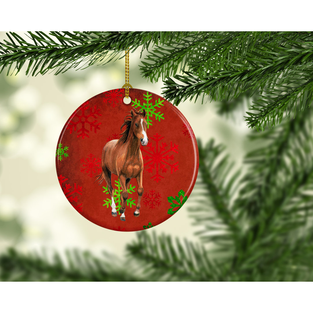 Horse Snowflakes Holiday Christmas Ceramic Hanging Figurine Ornament The Holiday Aisle®