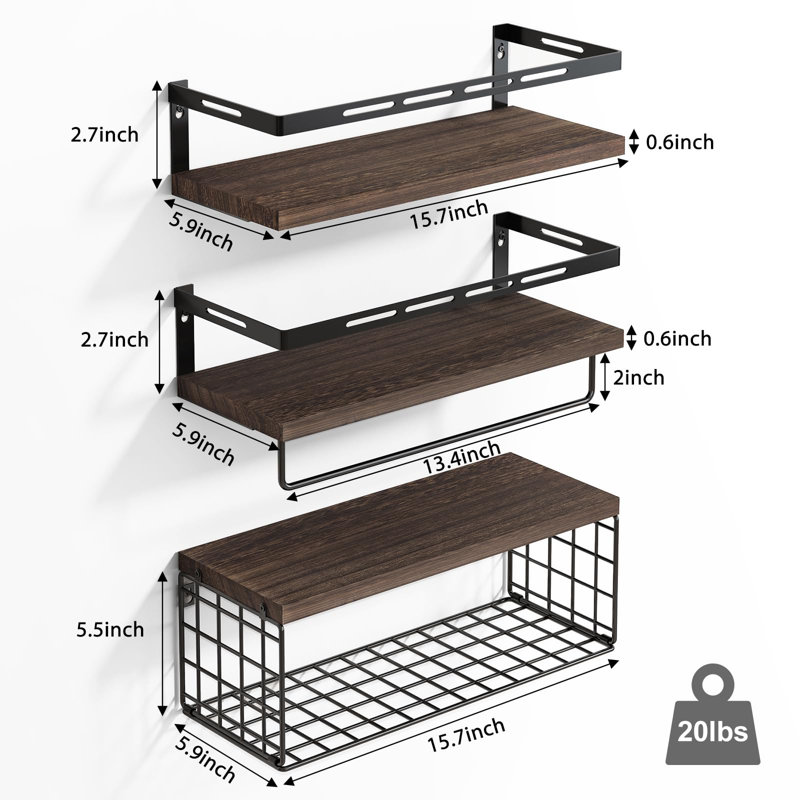 Hegewisch 4 Piece Floating Shelf, New Version/Dark Brown