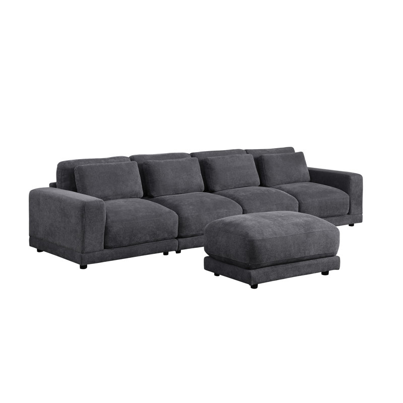 Canapé modulaire 5 pièces rembourré, Dark Grey Linen Blend