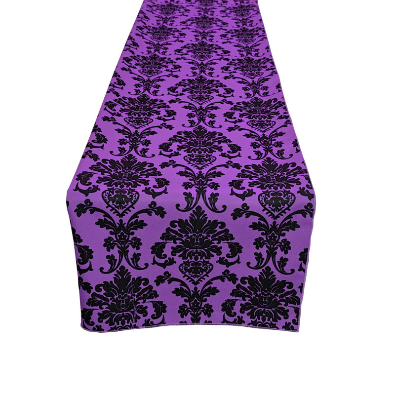 Poplin Damask Table Runner, 60" L x 12" W, Purple