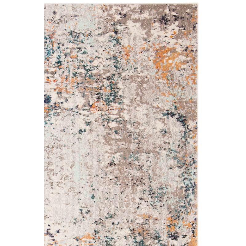 Felty Abstract Gray/Beige Area Rug, Rectangle 8' x 10'