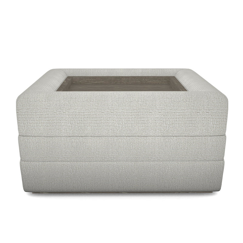 Boyden Ottoman with Wood Tray, Callaloo Cotton, Hampton