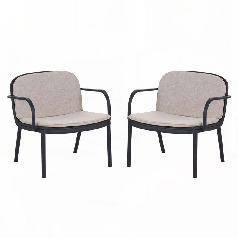 Fauteuil club d'extérieur en PP, Beige, Noir