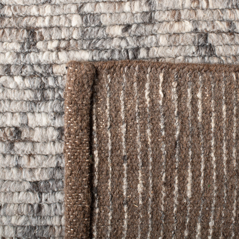 Tapis gris en laine / coton noué à la main Summy, Rectangle 8 pi x 10 pi