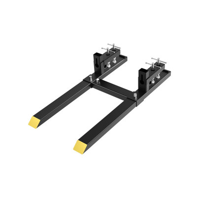 60" Clamp-On Pallet Forks, 4,000 Lbs Capacity, Heavy Duty Tractor Bucket Attachments with Adjustable Stabilizer Bar for Farm, Warehouse & Skid Steer Loader