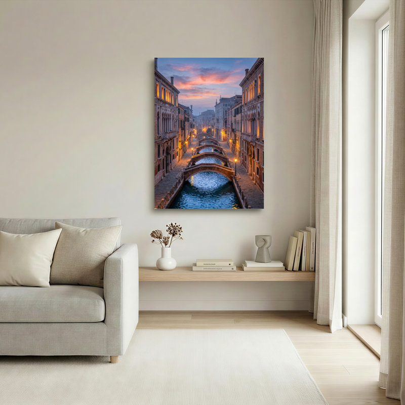 "Venice Canal", reproduction d'art sur toile, ensemble de 1, Toile tendue, H 30 po x l 20 po
