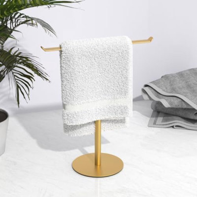 Gold Hand Towel Stand, T-Shape Hand Towel Holder For Bathroom, Display Fingertip Towel Holder Organizer And Bathroom Towel Racks,Kitchen Towel Rack