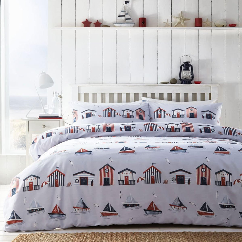 Fun Beach Huts Easycare Polycotton Duvet Set, Kingsize