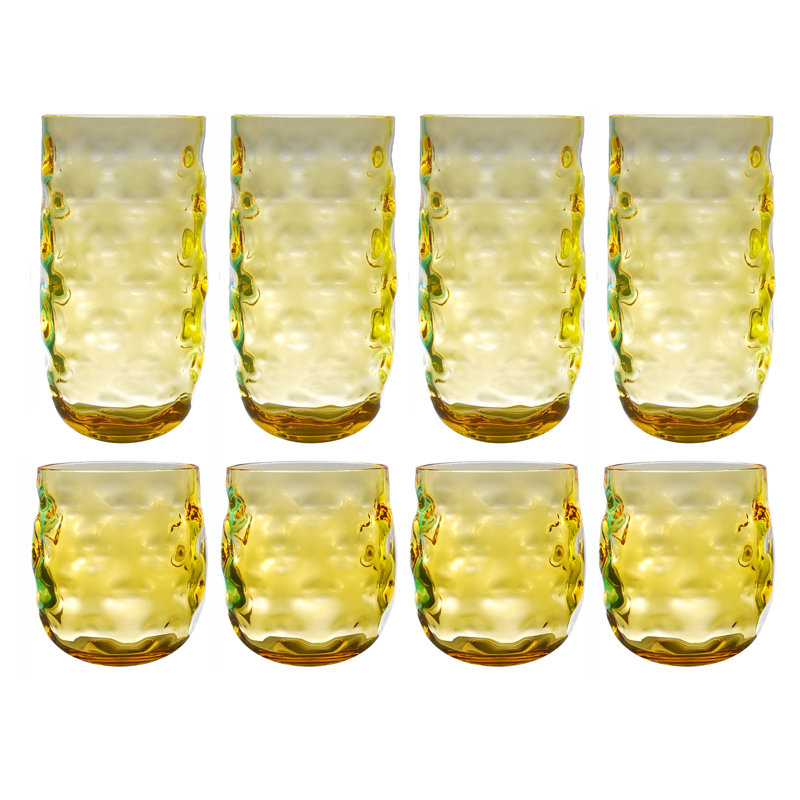 Ensemble de verres en acrylique assortis 8 pièces Corentin, Jaune