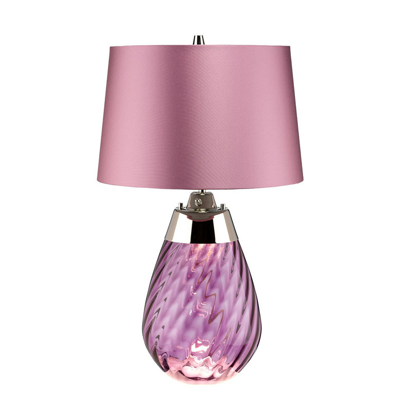 Lampe de table Lena, H 24 po x l 13,75 po x P 13,75 po, Prune / nickel poli, Satin chiné