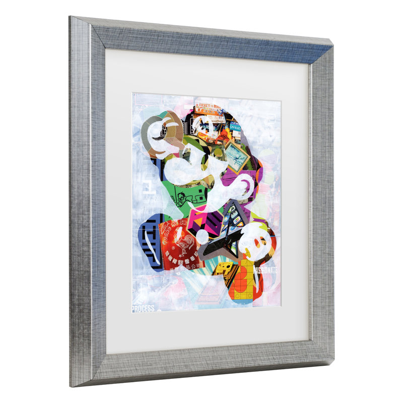 " Mario " by Artpoptart, 23.5" H x 19.5" W x 0.75" D, Silver