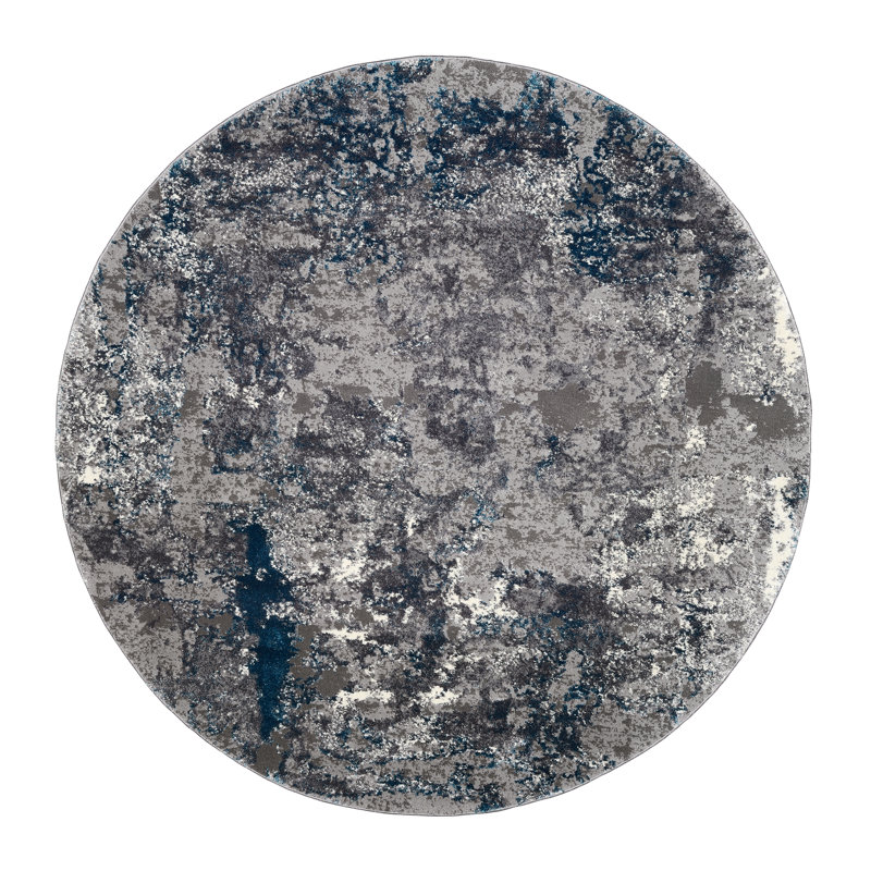 Carpet Dibble in blue/grey, Round 200cm
