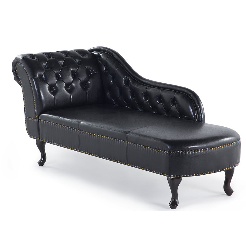 Channahon Upholstered Chaise Lounge, Glossy Black