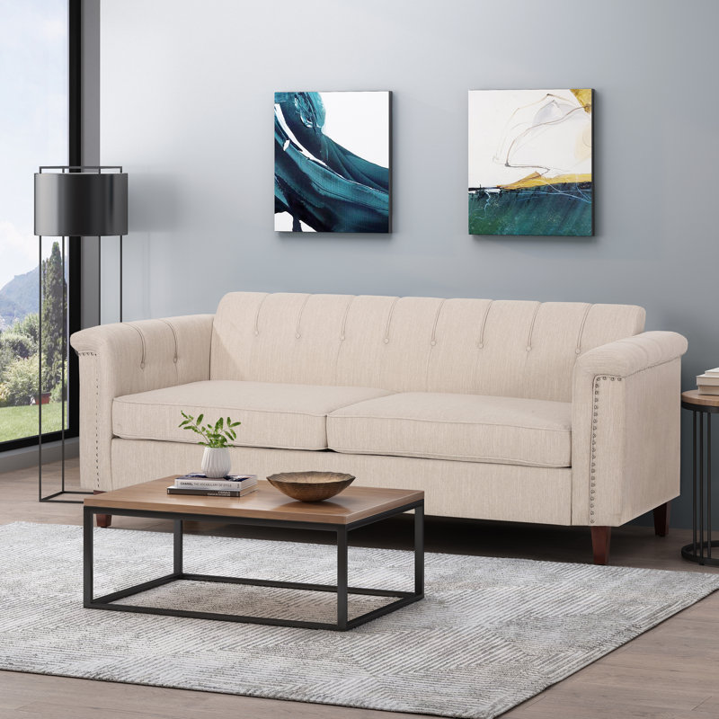 Canapé à accoudoirs évasés 78,75 po, Beige