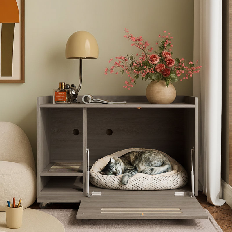Hidden Litter Cabinet With Storage, Side Table For Cats