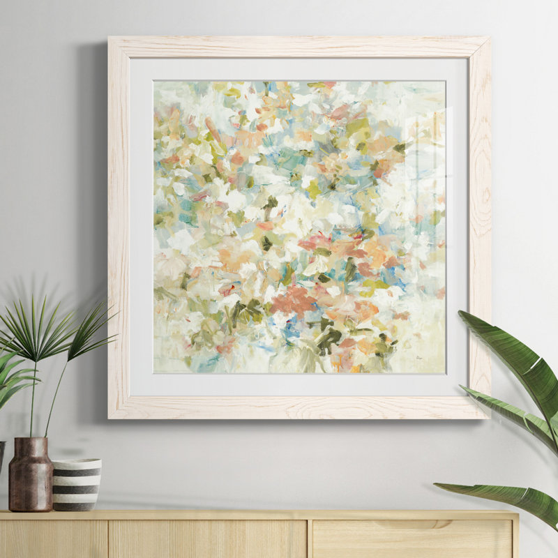 «Aprill FLORAL BLUSH Floral Blush», reproduction de cadre photo, Cadre blanc, H 31,5 po x l 31,5 po x P 1,5 po