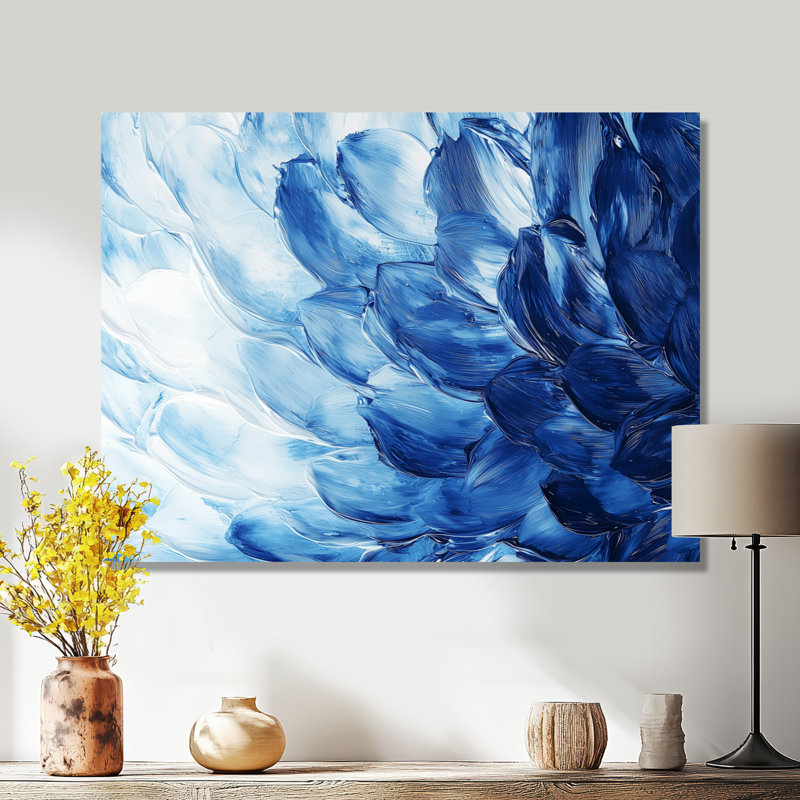Velours bleu fleurs de cactus II, H 12 po x l 20 po x P 0,84 po