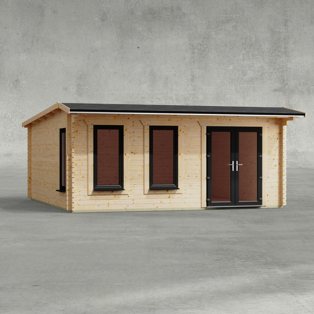 Powersheds 18 x 18ft Apex Log Cabin, Doors to the Right - 44mm