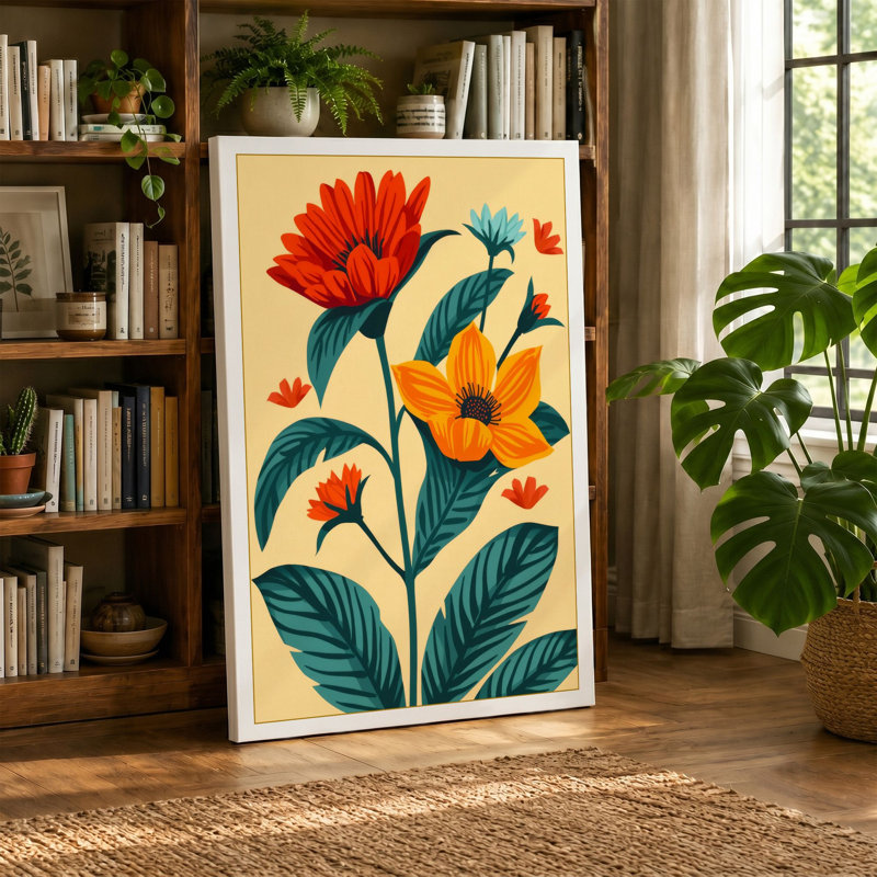 Trio Botanical - Wrapped Canvas, 24x16 - 61.0 x 40.6 cm, Ochre Border
