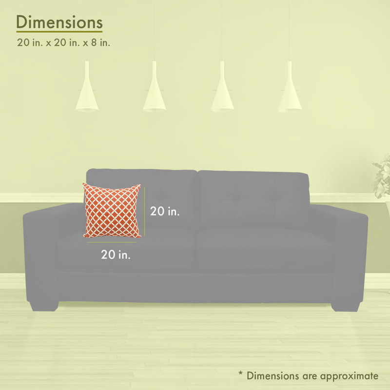 Coussin Bamboo, Orange brûlé, H 20 po x l 20 po x P 8 po