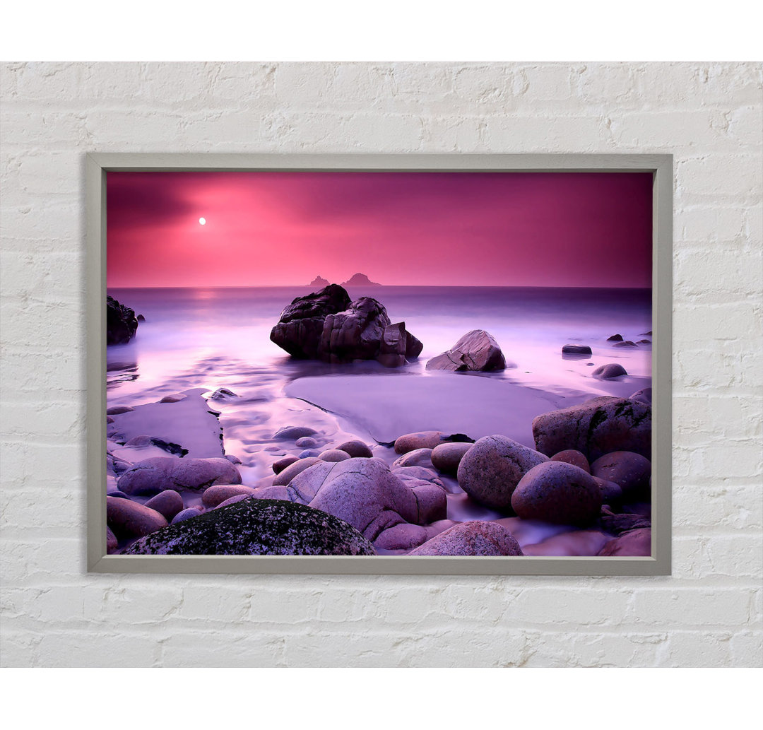 Lilac Beach Rocks - Einzelner Bilderrahmen Kunstdrucke auf Leinwand