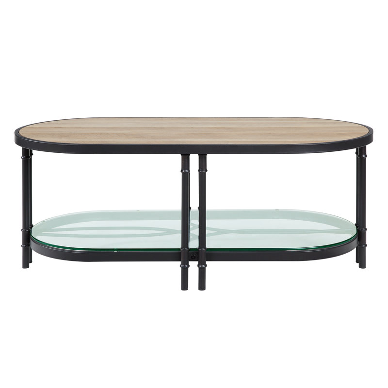 Brantley 1-Shelf Coffee Table in Oak and Sandy Black