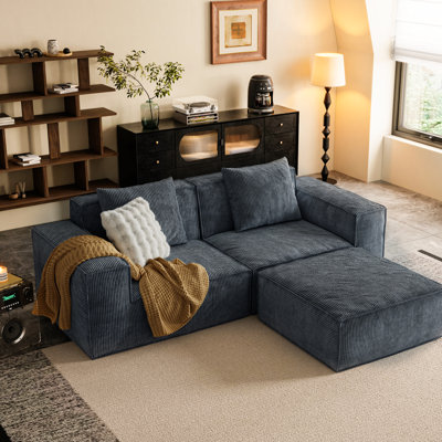 3 modulaires gris avec conversion au lit, velours en velours côtelé, sièges confortables, tissu de velours doux convertible pour salon, conception flexible, sans assemblage, pour des soirées de détente