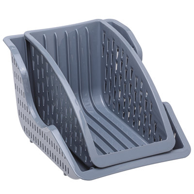 Crystalia Plastic Dish Holder Organizer Set of 2 – BPA-Free Compact Plate Drying Racks with Utensil Holder, Fits Sink or Countertop