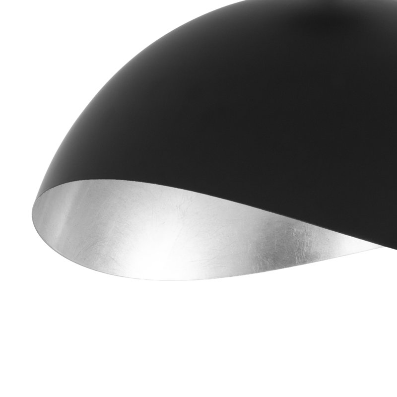 Lampe à arc 92 po Luna Bella - nickel noir, base en nickel noir, demi-dôme en acier noir mat / argenté, à intensité variable, ampoule incluse