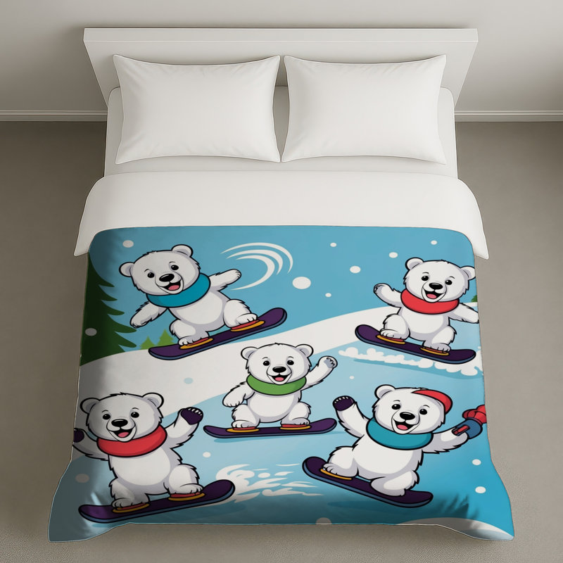Housses de couette pour planche à neige avec ours polaires, Grand lit