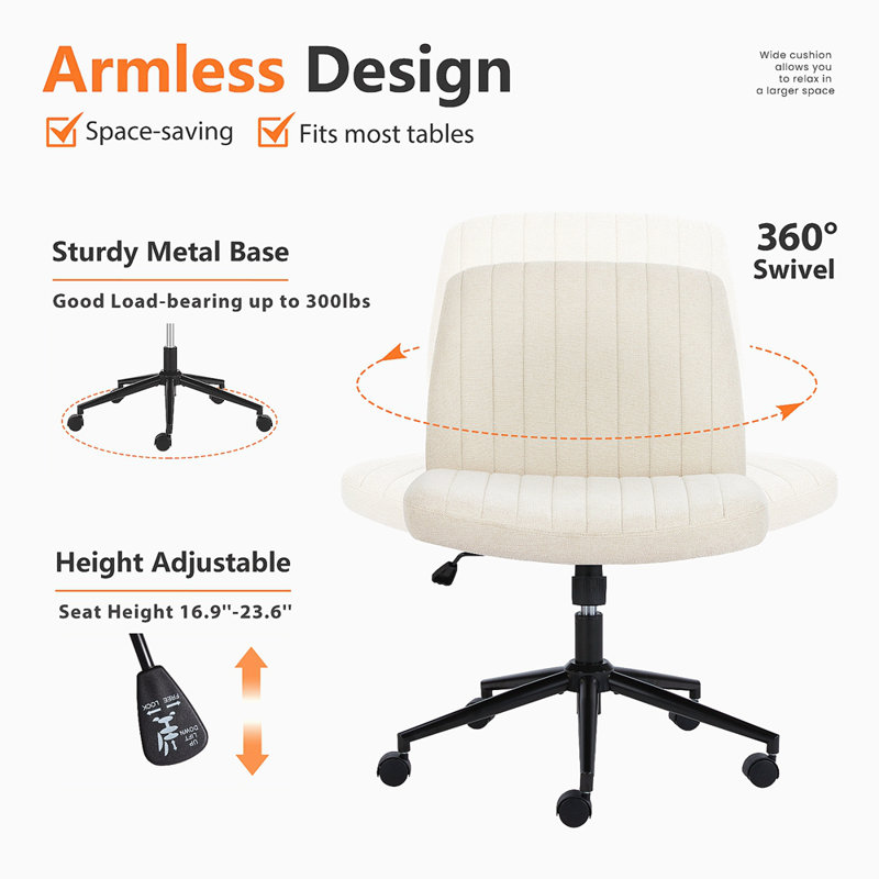 Chaise de bureau, dossier, chaise de bureau sans accoudoirs, pivot réglable pour un bureau personnel confortable, Tissu