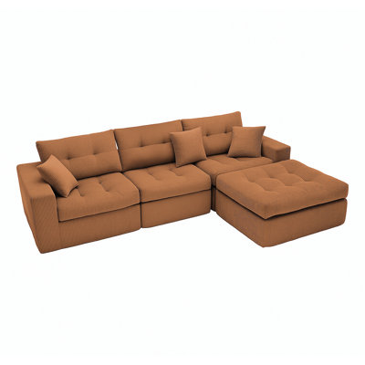 Canapé-lit à compression en coin Corduroy, canapé modulaire en L avec éponge haute densité, canapé convertible sans assemblage requis pour le salon, appartement, chambre d'amis (noir)