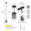 Mini luminaire suspendu simple noir réglable avec abat-jour cage pour îlot de cuisine