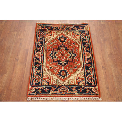Orange Wool Traditional  Oriental Rug 2x3