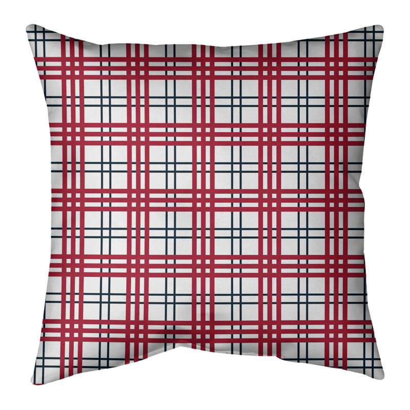 Housse et insert de coussin carré d'extérieur R-St Louis Football, 26 po x 26 po, Blanc / bleu acier foncé / rouge bataille