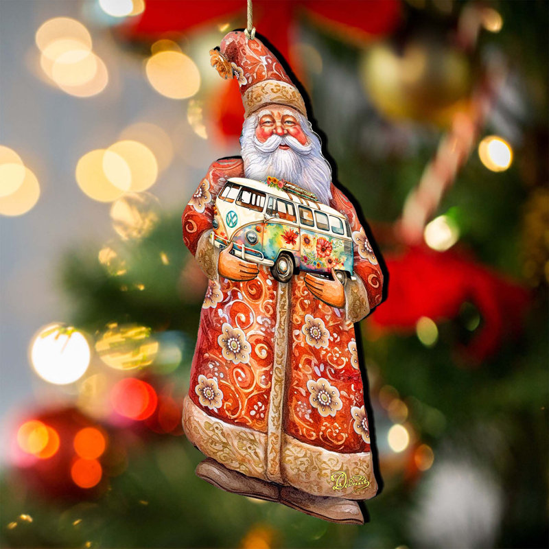 Père Noël avec des ornements en bois par Van Debrekht